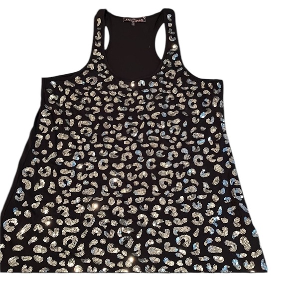Almost Famous size XL black & silver leopard print scoop neck tank top - Picture 1 of 8